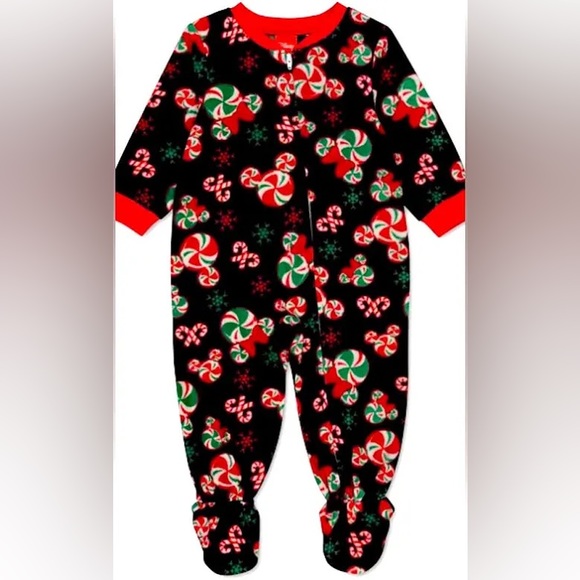 ‼️$7‼️Disney Mickey Minnie Sleep Pajamas Candy Canes and Peppermint Heads - Picture 5 of 8